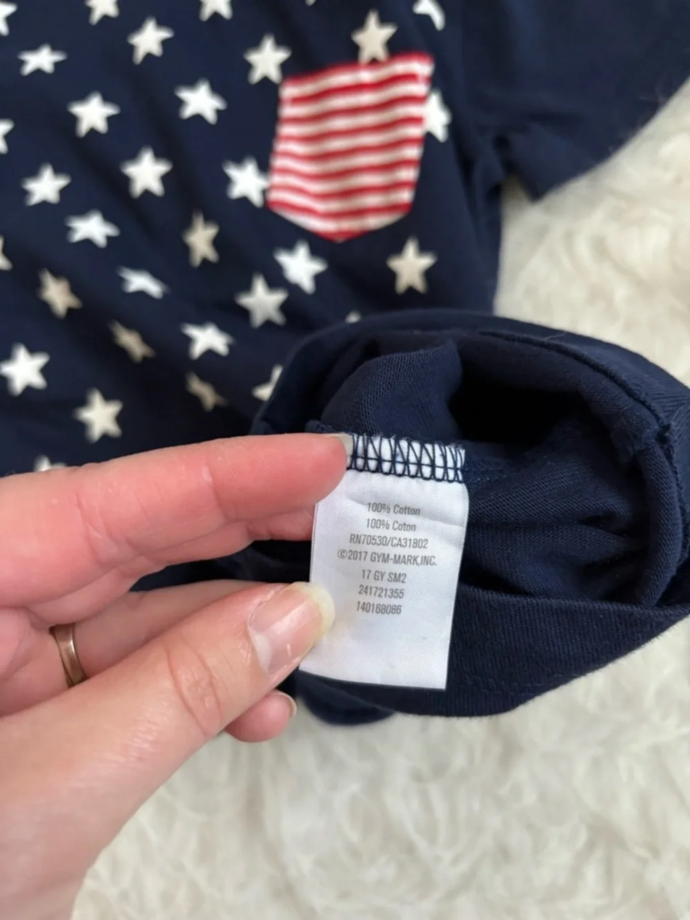 Gymboree Festive Stars & Stripes Navy Baby Romper with 3 Pockets